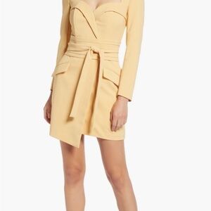 Lavish Alice Yellow Wrap Tie Front Blazer Dress
